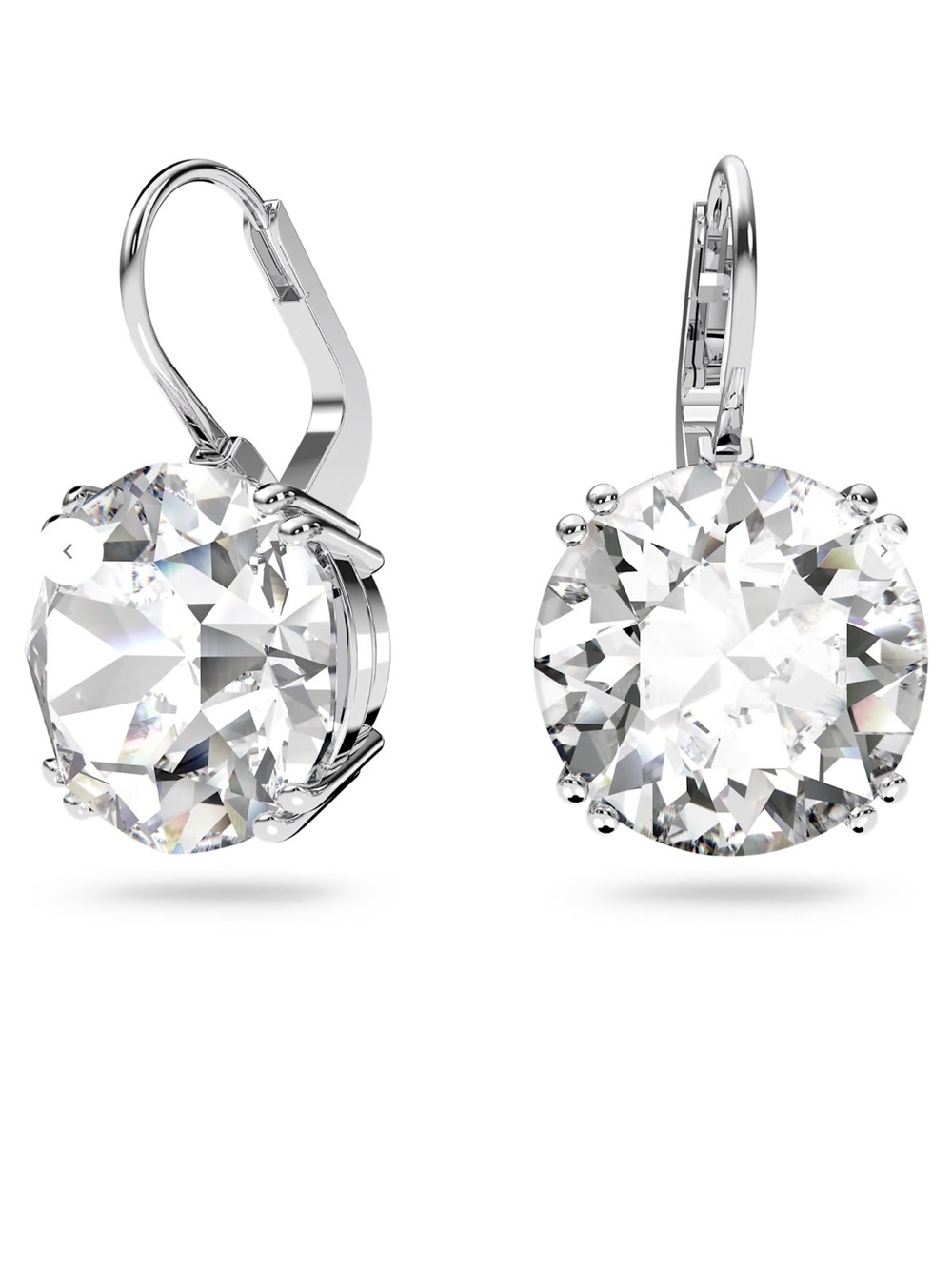 Swarovski Clear Crystal Round Drop Earrings with Silver Hooks - Picture 2 of 6
